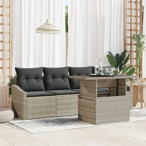 Kerti kanapé szett 5 darabos Bézs Rattan