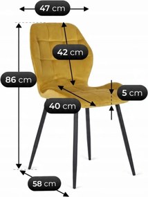 Szék mustársárga színben, bársony kárpittal. LUCKY