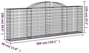 30 db íves horganyzott vas gabion kosár 300 x 30 x 100/120 cm