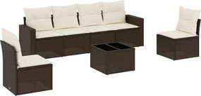vidaXL 7 részes barna polyrattan kerti ülőgarnitúra párnákkal