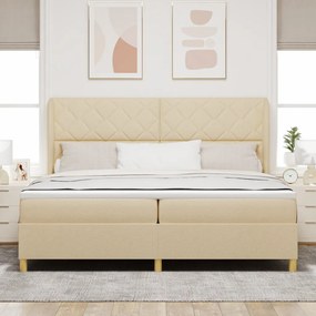 Krém Színű Boxspring Ágy Mattal 200x200 cm Textil