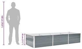 szürke horganyzott acél kerti magaságyás 240 x 80 x 45 cm