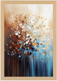 Poszter Keret Fa Absztrakt Barna Bézs Türkiz Glett Impasto 40x60