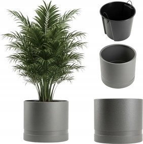 Antracit Kerti Virágtartó műanyag virágtartó betéttel teraszra erkélyre