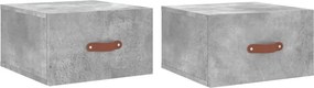 vidaXL 2 db betonszürke falra szerelhető éjjeliszekrény 35x35x20 cm