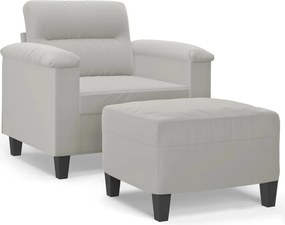 vidaXL világosszürke mikroszálas szövet kanapéfotel lábtartóval 60 cm