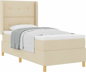vidaXL Boxrugós ágy matracmal fejtámlával Krém 90 x 190 cm szövet