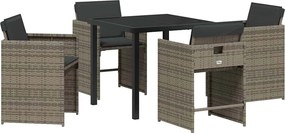 vidaXL Kert étkező szett párnával 5 pcs Szürke polirattan