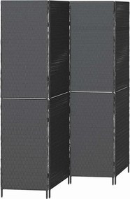 vidaXL Szobaelválasztó Fekete 195 x 180 cm polirattan