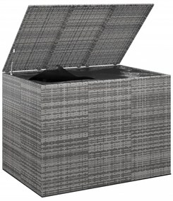szürke polyrattan kerti párnatartó doboz 145 x 100 x 103 cm