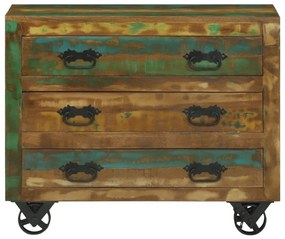 Oldalszekrény 3 Fiókkal 80x30x65 cm Tömörfa Újrahasznosított