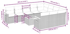 11 részes fekete polyrattan kerti ülőgarnitúra párnákkal