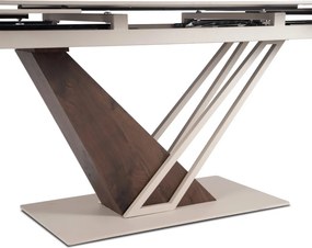 Stół Rozkładany Prostokątny REX 160-220 cm Kaszmirowy Marmur/Orzech