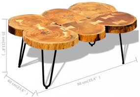 tömör kelet-indiai rózsafa dohányzóasztal 6 fakoronggal 35 cm