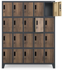 Rekeszes szekrény ROBERT, 1360 x 1720 x 450 mm, Eco Design: antracit/ diófa színben