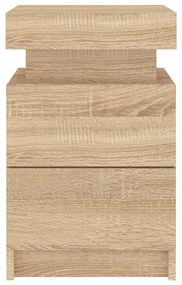 2 db sonoma tölgy színű éjjeliszekrény LED-del 35 x 39 x 55 cm