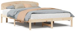 vidaXL Ágykeret fejtámlával Természetes 150 x 200 cm Tömör fenyőfa