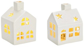 LED porcelán ház WHITE HOUSE 8 cm fehér - többféle változatban