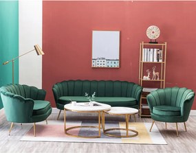 Fotel Art-deco stílusban, smaragd Velvet anyag/gold króm-arany, NOBLIN