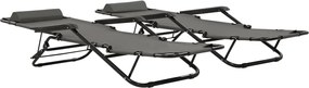 vidaXL 2 db szürke összecsukható acél napozóágy lábtartóval