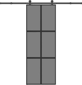 vidaXL tolóajtó vasalatokkal 76x205 cm edzett üveg&Alumínium