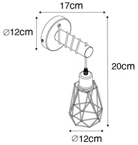 Rusztikus fali lámpa fekete fával - Dami Frame