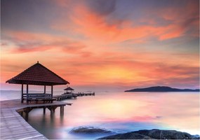 Fotótapéta Fa móló Naplemente Tenger nyugalma 200x140 +ragasztó