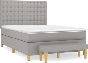 vidaXL világosszürke szövet rugós ágy matraccal 140 x 190 cm