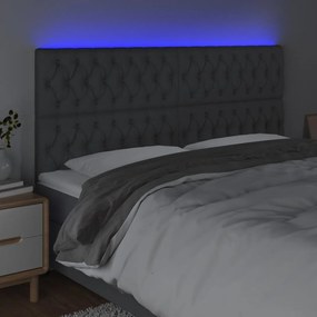 sötétszürke szövet LED-es fejtámla 180x7x118/128 cm
