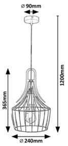 Rabalux 4925 - Csillár zsinóron PAROV 1xE27/40W/230V