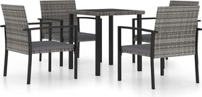 vidaXL 5 részes szürke polyrattan kerti étkezőgarnitúra