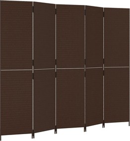 vidaXL barna 5-paneles polyrattan térelválasztó