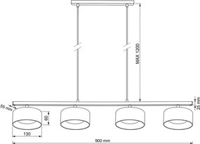 Brilagi - AURA LUX kábelen függő csillár 4xGX53/30W/230V fekete/füstszínű