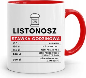 Piros Bögre Ajándék Postásnak Tét nyomott mintával