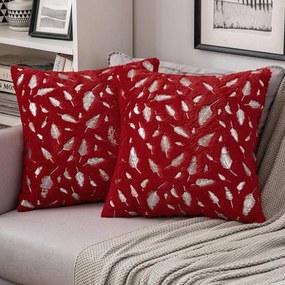 Párnahuzat 50 x 50 cm Miulee Dekoratív Piros Toll 2 db