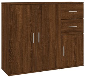 barna tölgy színű szerelt fa tálalószekrény 91x29,5x75 cm