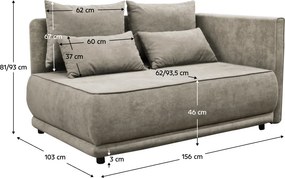 Kihúzható kanapé, bézsesszürke Taupe, jobbos, LIAMI