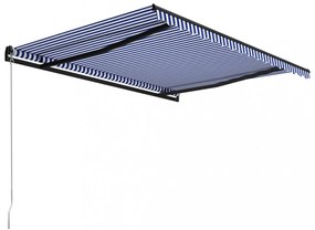 kék és fehér kézzel kihúzható napellenző 450 x 300 cm