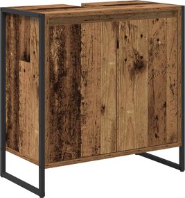 vidaXL Fürdőszoba Székény tárolóval Öreg fa 60 x 30 x 60 cm Faanyag