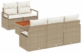 vidaXL Kerti Kanapé Szett párnával 6 pcs Bézs polirattan