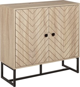 HOMCOM Konyhai Tálaló Bútor Két Ajtóval és Polccal – Tároló Szekrény Étkezőbe, Nappaliba, Hálószobába – Modern Stílus 80x29.5x80 cm Természetes Fa és