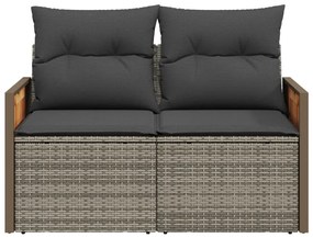 2 személyes szürke polyrattan kerti kanapé párnával