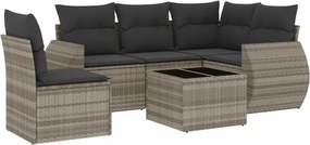 vidaXL 6 részes világosszürke polyrattan kerti ülőgarnitúra párnákkal