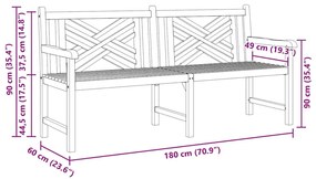 Kerti pad Barna 180 x 60 x 90 cm Tömör tíkfa