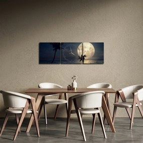 Kép - Strand teliholddal (órával) (90x30 cm)