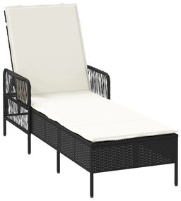 Napozóágy Fekete és krém szín PE Rattan 157 x 55 x 92 cm