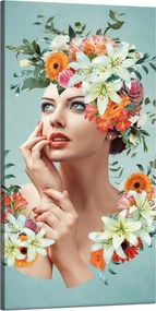Vászonkép Gyönyörű Nő Virágok Portré 60x120 cm Ideális ajándék