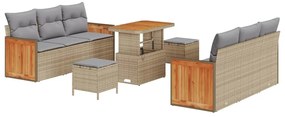 vidaXL Kerti Kanapé Szett párnával 9 pcs Beige és Világosszürke