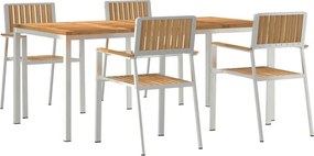 vidaXL Kültéri étkező szett 5 pcs Barna Tömör Teakfa