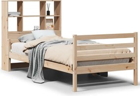 vidaXL tömör fenyőfa könyvespolcos ágy matrac nélkül 90 x 200 cm